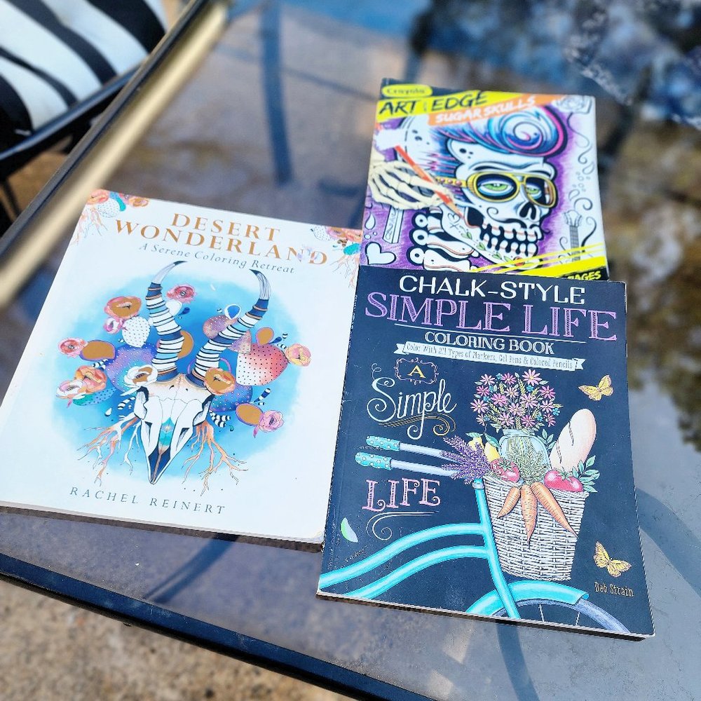 Set of 3 adult coloring books / activity books